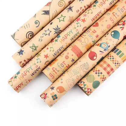 Retro Kraft Paper Children's Birthday Gift Wrapping Paper