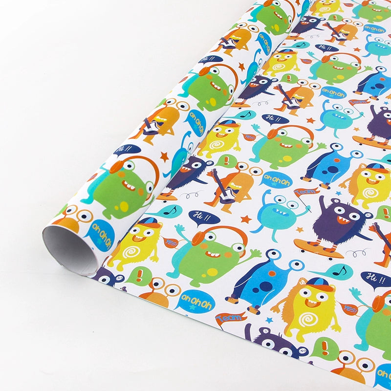 Birthday Gift Wrapping Paper Cute Cartoon Pattern Kraft Paper Wrapping Paper