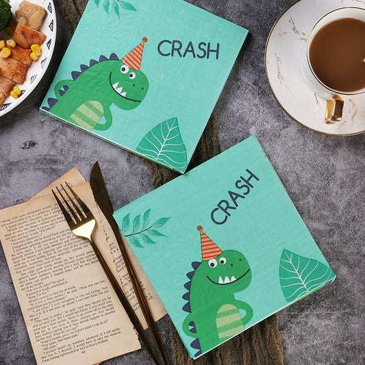 Dinosaur Printed Napkins Children's Birthday Party Cartoon Napkins