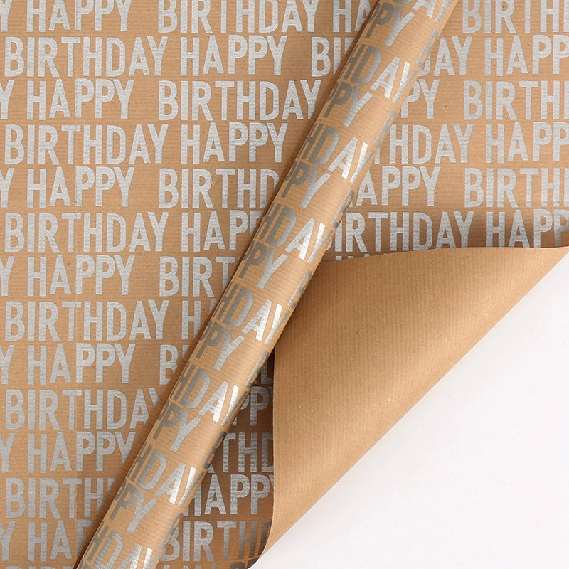 Retro Style Kraft Paper Happy Birthday Wrap Paper Bouquet Wrapping Paper