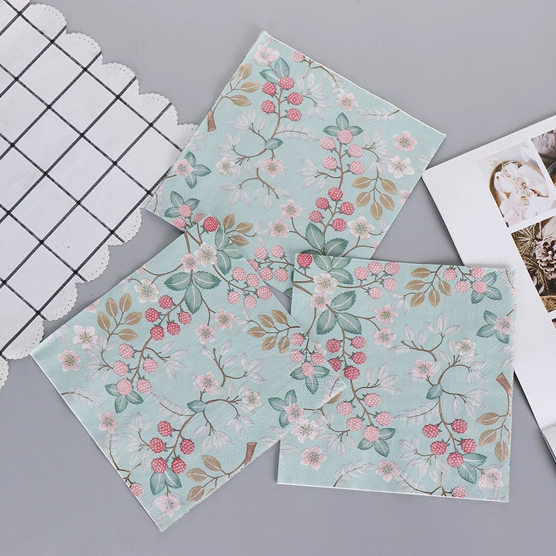 Floral Printed Dinner Napkins - 20 Per Package