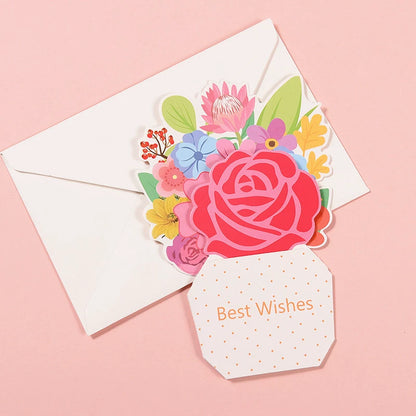 Bouquet Birthday Card Thank You Greeting Card with Envelope