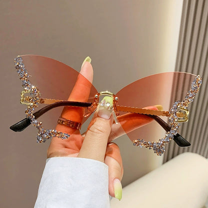 Large Frame Diamond Butterfly Sunglasses for Women