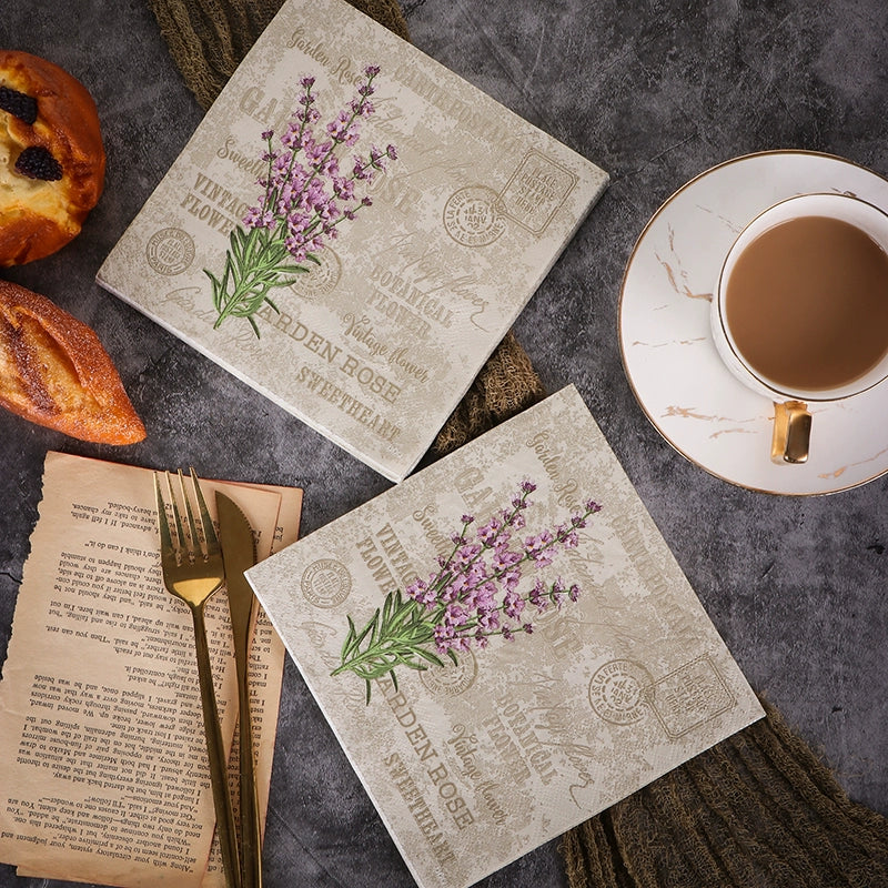 Lavender Print Napkins Cocktail Napkins DIY Decoupage Paper