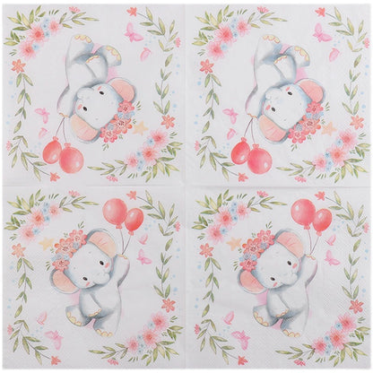 Cute Cartoon Elephant Dinner Napkins - 20 Per Package