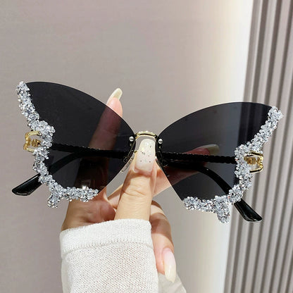 Large Frame Diamond Butterfly Sunglasses for Women