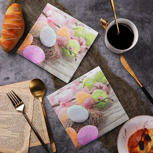 HAPPY EASTER Party Egg Bunny Colorful Printed Napkins