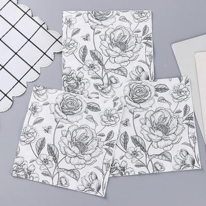 Black Rose Print Napkins Decoupage Handmade DIY Materials