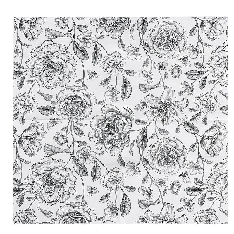 Black Rose Print Napkins Decoupage Handmade DIY Materials