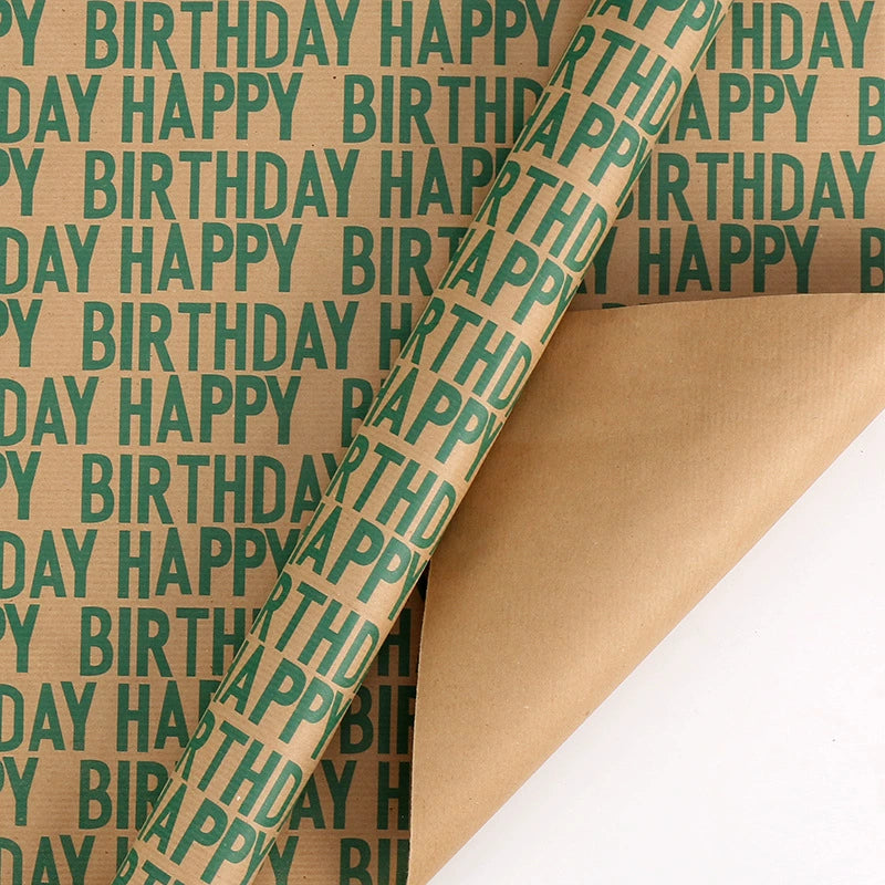 Retro Style Kraft Paper Happy Birthday Wrap Paper Bouquet Wrapping Paper