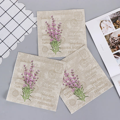 Lavender Print Napkins Cocktail Napkins DIY Decoupage Paper