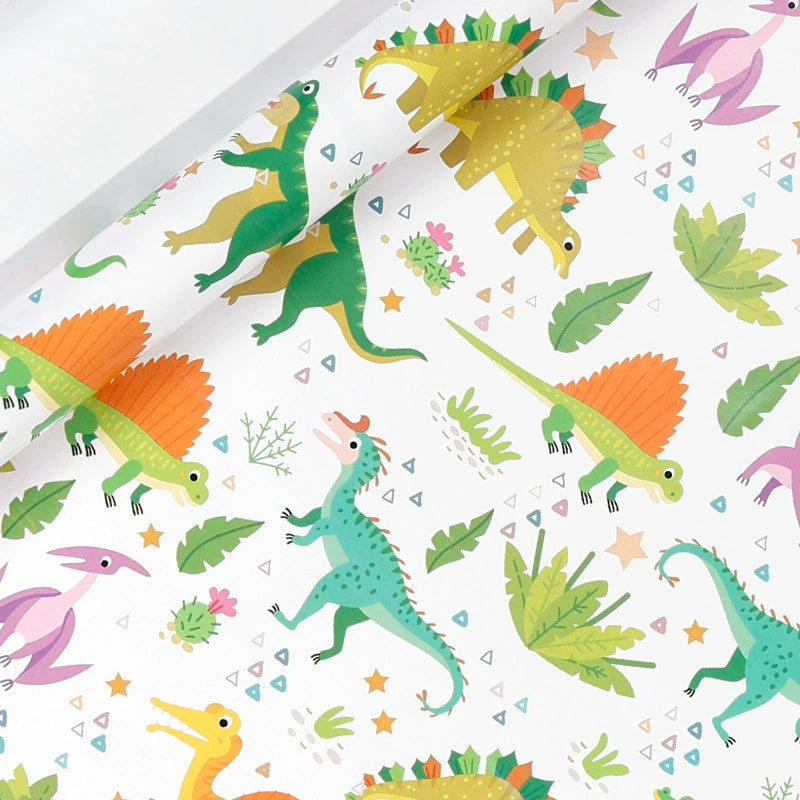 Dinosaur Wrapping Paper Cartoon Birthday Gift Wrap Paper