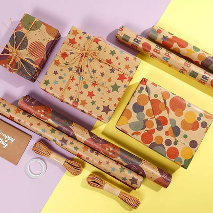 Retro Kraft Paper Children's Birthday Gift Wrapping Paper