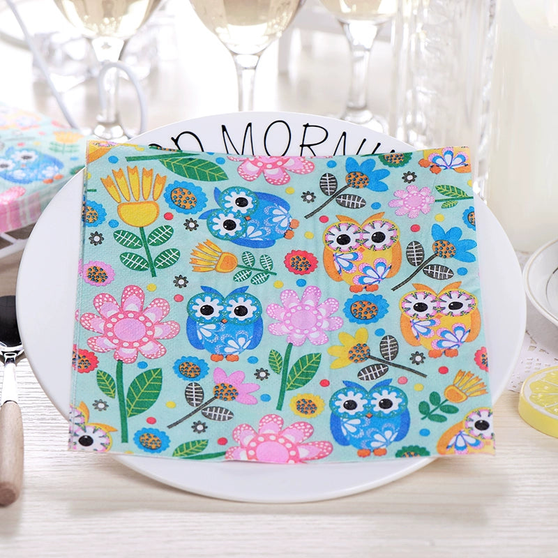 Owl Tissue Paper Birthday Party Printed Dinner Napkins