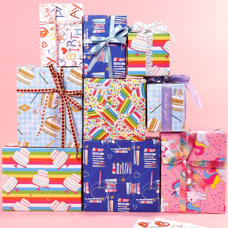 Gift Wrapping Paper Happy Birthday Rainbow Unicorn Wrap Paper Bouquet Material Packing Paper