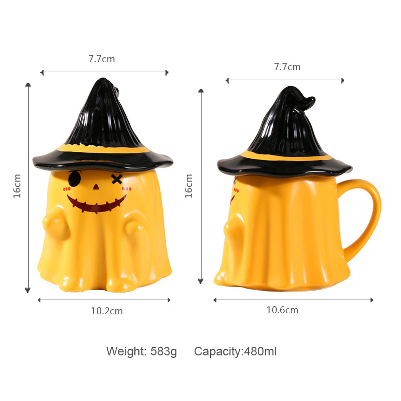 Funny Elf Mug Ghost Ceramic Mug with Lid Couple Cup Coffee Cup Creative Birthday Gift for Friends