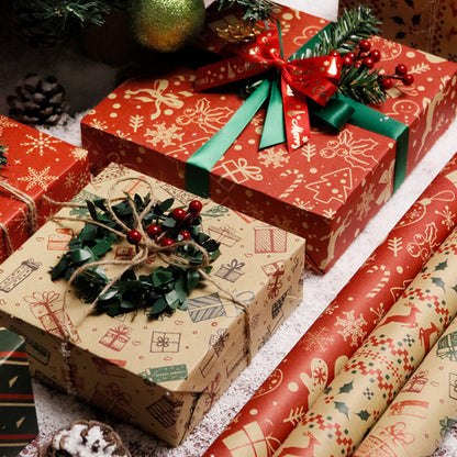 Vintage Christmas Gift Wrapping Paper Kraft Paper Material