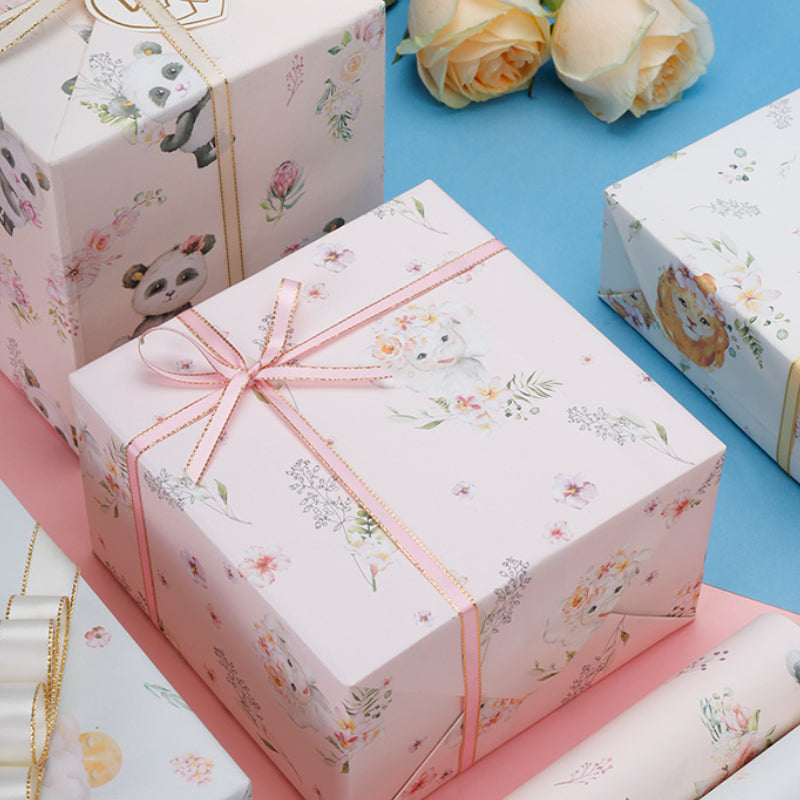 Animal Wrapping Paper Flower Pattern Birthday Gift Box Wrap Paper