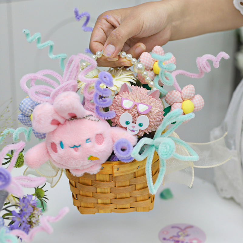 Snow Yarn Bow Pearl Hand-held Gift Basket Flower Basket