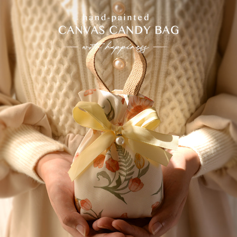 Flower Drawstring Cloth Wedding Gift Bags Pack 10