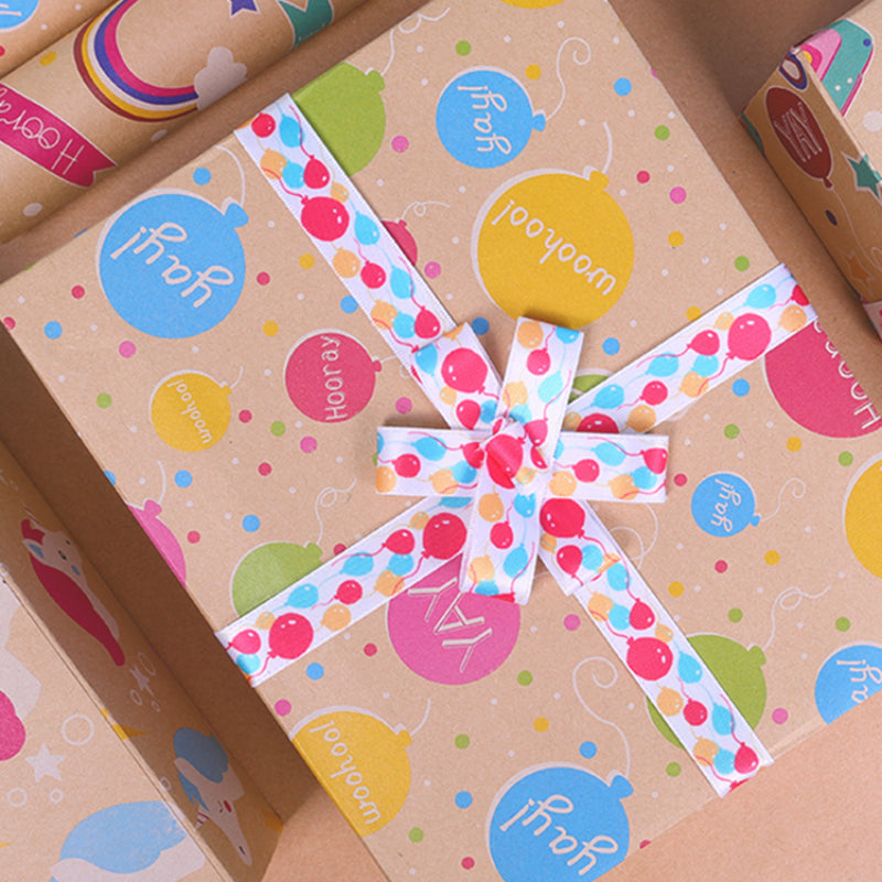 Retro Kraft Paper Children's Birthday Gift Wrapping Paper