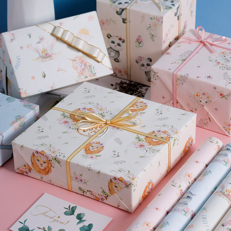 Animal Wrapping Paper Flower Pattern Birthday Gift Box Wrap Paper