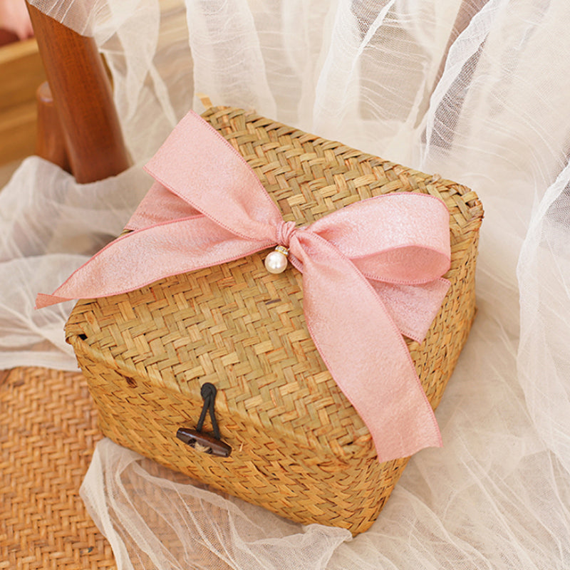 Rattan Woven Basket with Lids Wedding Party Baby Shower Utility Gift Baskets