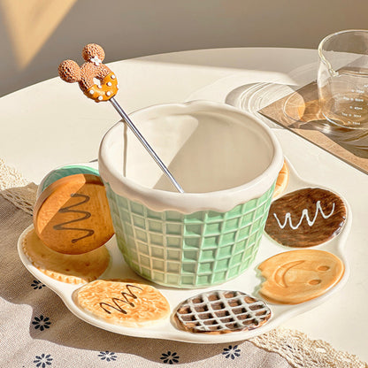 Fun Cookies Ceramic Mug Coffee Cup Afternoon Tea Dessert Plate