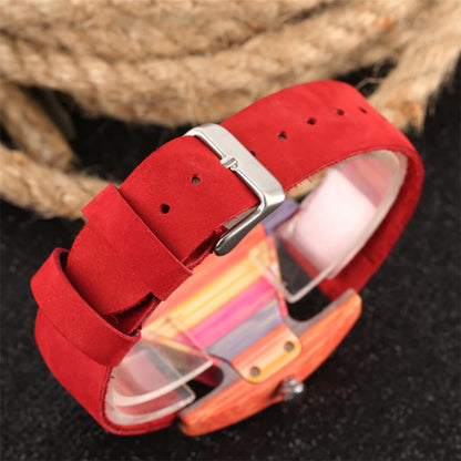 Women's Watches Handmade Wooden Casual Watches Genuine Leather Strap