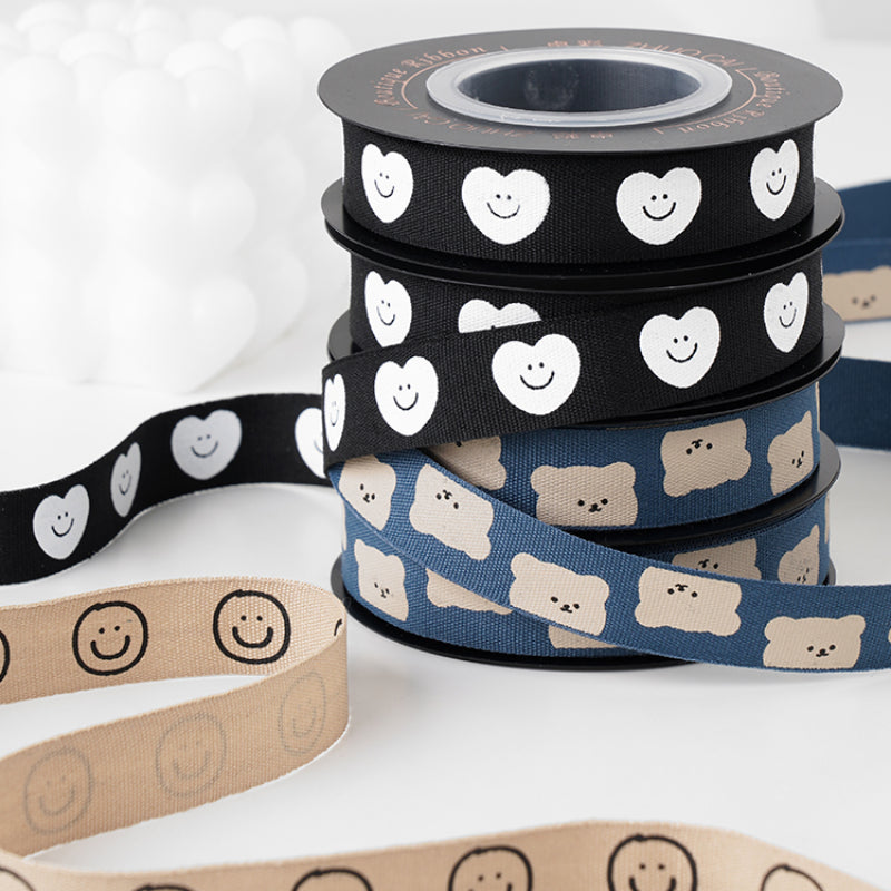 Cartoon Bear Ribbon Love Smiley Face Ribbon Bouquet Gift Box Packaging Ribbon