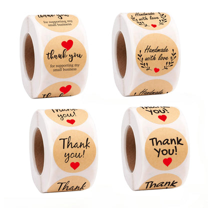 Vintage Kraft Paper Stickers Round Thank You Stickers Seal Labels