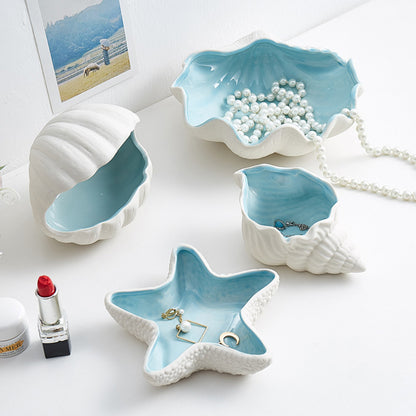 Ceramic Shell Storage Box Jewelry Box Conch Starfish Decorative Box