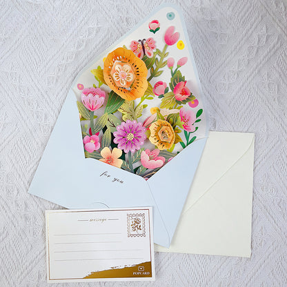 Creative Envelope 3D Flower Greeting Card Holiday Party Gift Pack 6