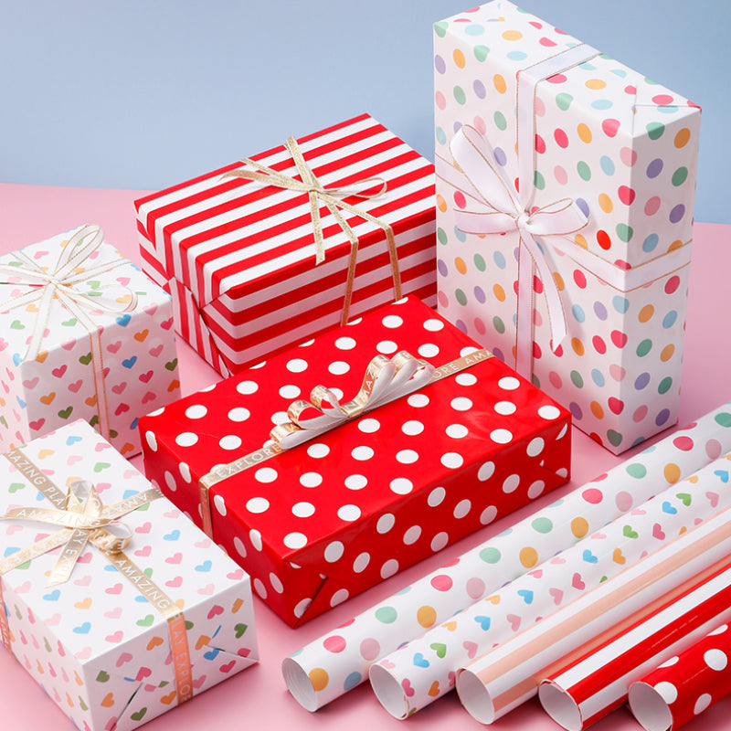 Polka Dot Stripes Love Holiday Gift Packing Paper Waterproof Wrap Paper