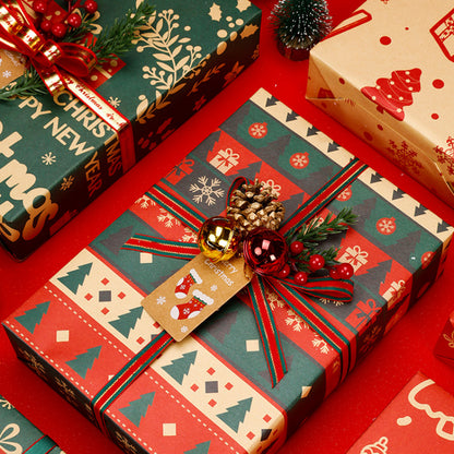 Vintage Christmas Gift Wrapping Paper Kraft Paper Material