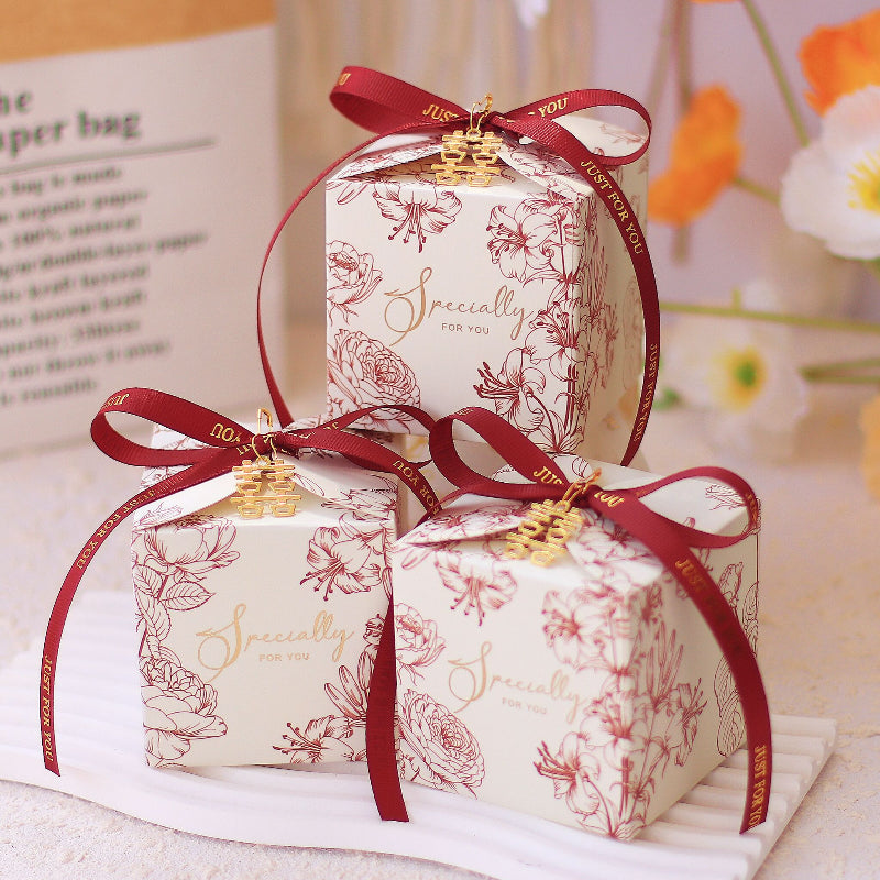 Floral Print Style Gift Box Wedding Party Candy Box Pack 20