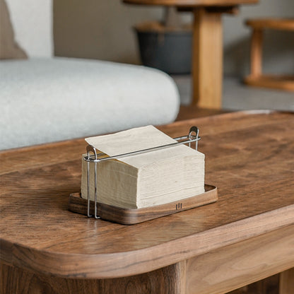 Walnut Napkin Holder Desktop Paper Towel Storage Rack