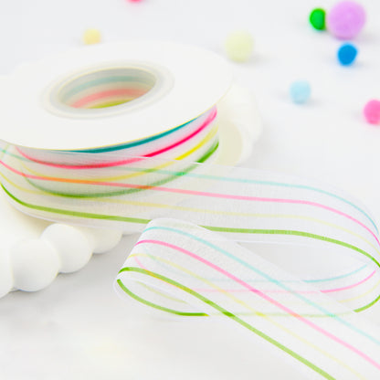 Colorful Chiffon Gift Decoration Ribbon 2.5cm X 22m