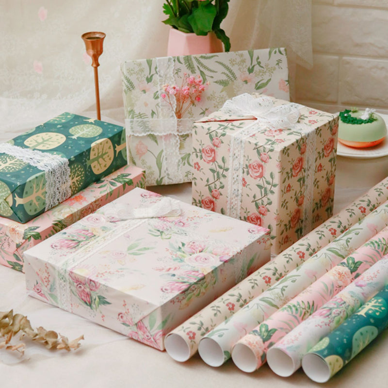 Vintage Floral Pattern Wrapping Paper Holiday Gift Wrapping Paper