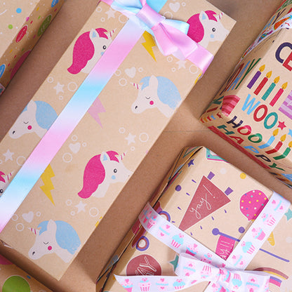 Retro Kraft Paper Children's Birthday Gift Wrapping Paper