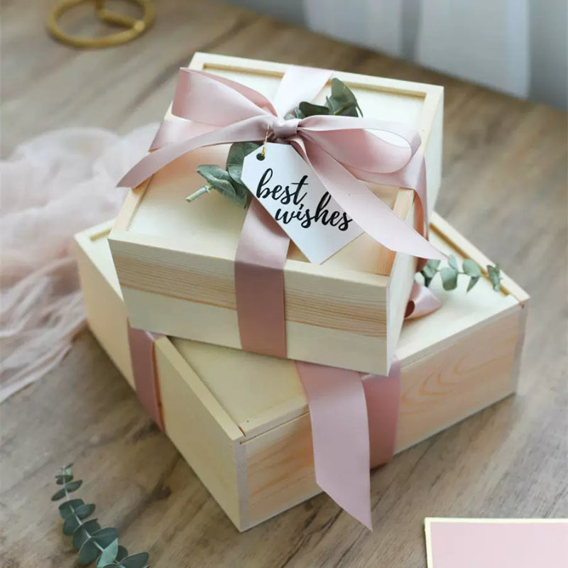 Practical Pine Wood Box Wedding Baby Shower Holiday Party Gift Box