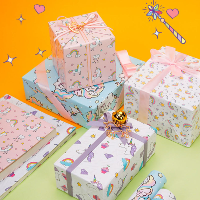 Unicorn Wrap Paper Cartoon Birthday Gift Box Wrapping Paper