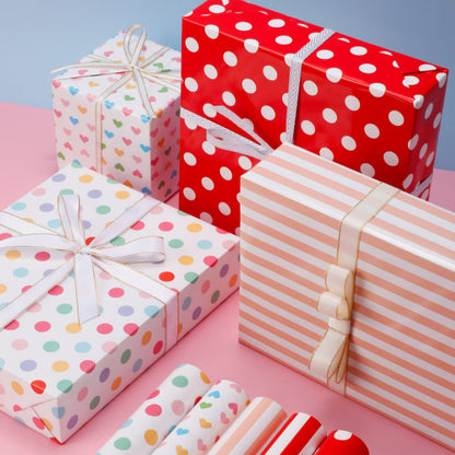 Polka Dot Stripes Love Holiday Gift Packing Paper Waterproof Wrap Paper