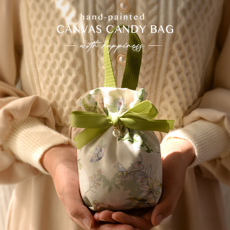 Flower Drawstring Cloth Wedding Gift Bags Pack 10