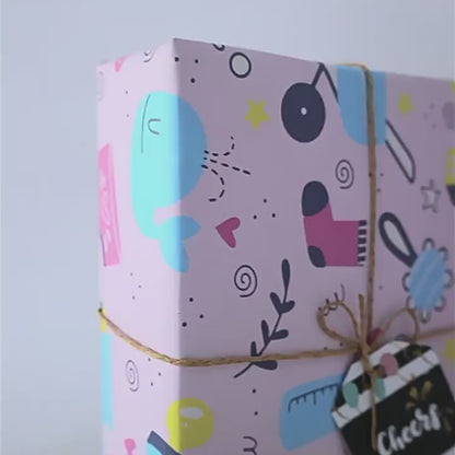 Cartoon Paper  Pink Gift Wrap Paper Kraft Paper Birthday Wrapping Paper